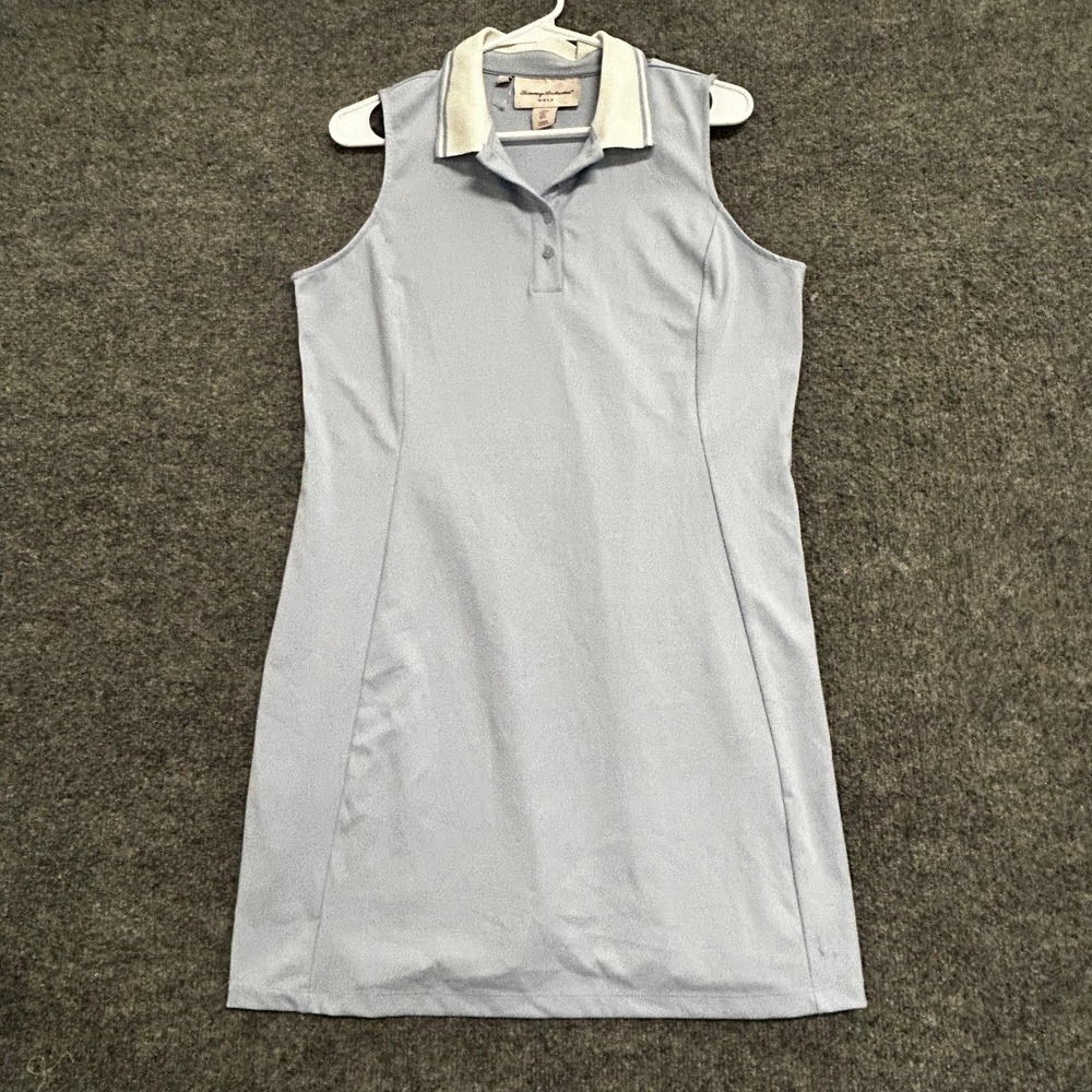 Tommy Bahama Dress Womens Size L Blue Sleeveless Golf Polo Athletic Stretch Mini